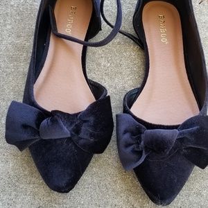 Black velvet flats